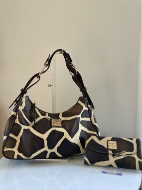 Dooney & Bourke Brown Giraffe Print Shoulder Bag with Wallet
